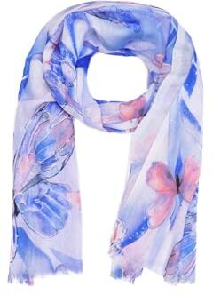 QUEEN HELENA Sciarpa Leggera Fantasia Foulard Morbido Colorato Casual Donna SC024-3 (SC024-5 Blu)