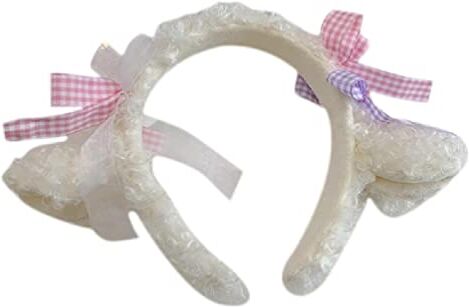 Generic Cartoon Cute Headband Sheep Ear Shape Hair Hoop Peluche Copricapo Fascia per capelli Bowknot Party Cosplay Costume Prop Fasce per il viso lavabili unisex per le donne le ragazze si lavano la fascia il