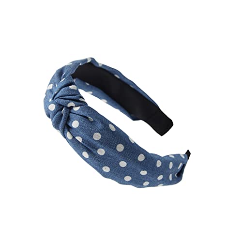 DJLORD Accessori for capelli femminili con fascia for capelli con fiocco in chiffon a pois (Color : Denim Jeans Blue, Size : One size)