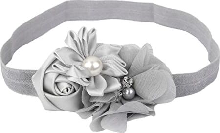 DUnLap Cerchietto Per Capelli Donna Bianco Fiore Girls Headwear Faband Fotografia Puntelli Puntelli for capelli Accessori for la fase di viaggio Party Stage Mostra 12 Colori Fascia Per Capelli (Size : Grey