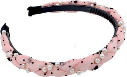 Antique Moda puro colore tessuto perla Hairband antiscivolo Accessori per capelli per le donne ragazze (rose)