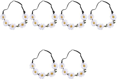 minkissy 6 Pezzi 5 Fasce Di Fiori Hawaiani Margherita Da Donna Di Fiori Per Bambini Cerchio Di Testa Cerchio Per Da Donna Sposa Bianca Tornante Girasole