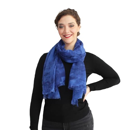 Unique Sciarpa Donna in Bamboo Primavera Estate MADE IN ITALY Foulard Sciarpa Donna Leggera e Traspirante (Fantasia Blu Royal)