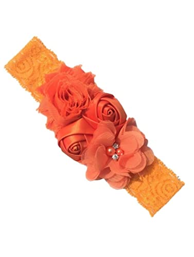 DUnLap Fascia Per Capelli Headband Rose Elastic Hair Band Chiffon Flower Rhinestone Lace Fandbands Girls Accessori for capelli Capelli Capezzali Fascia Per Il Lavaggio Del Viso (Color : 5 orange, Size : Si