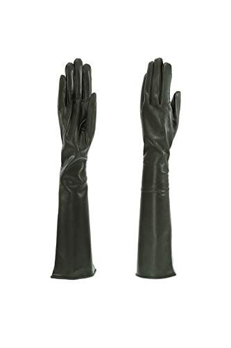 PARISI GLOVES GUANTI LUNGHI ED ELEGANTI DA DONNA DI VERA E MORBIDA PELLE NAPPA SFODERATI VARI COLORI 8PSF (7½, VERDE MILITARE)