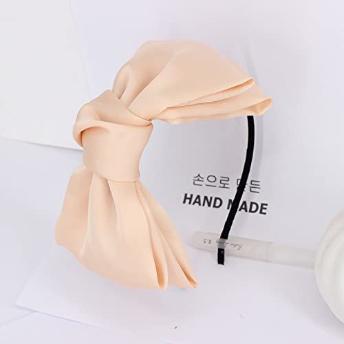 Generic Fascia per capelli con fiocco in chiffon di raso coreano Fascia per capelli in stile coreano Accessori per capelli coreani, nuovo beige