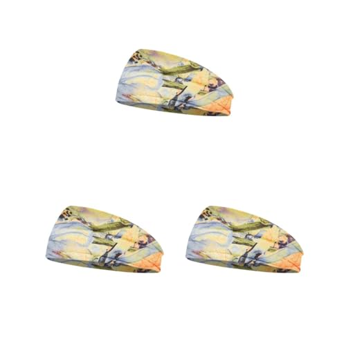 Geardeangloow 3 set di fasce elastiche per capelli all'uncinetto unisex sportive fascia per la testa tie-dye fascia per il sudore stampa floreale accessori per lo styling dei capelli per lo stile sportivo 13