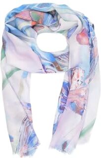 QUEEN HELENA Sciarpa Leggera Fantasia Foulard Morbido Colorato Casual Donna SC024-3 (SC024-5 Azzurro)