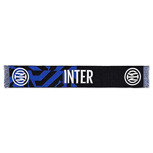 Inter Sciarpa Nuovo Logo Jaquard, Diverse Colorazioni, Stadio Unisex-Adulto, Motivo Bicolore Nero/Blu, Taglia Unica