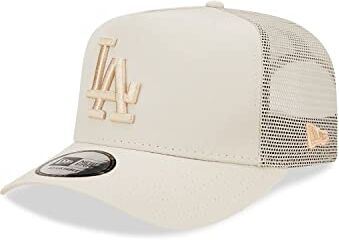 New Era A-Frame Adjustable Trucker cap Mesh Einsatz gebogener Schirm Beige Baseball Los Angeles Dodgers One-Size