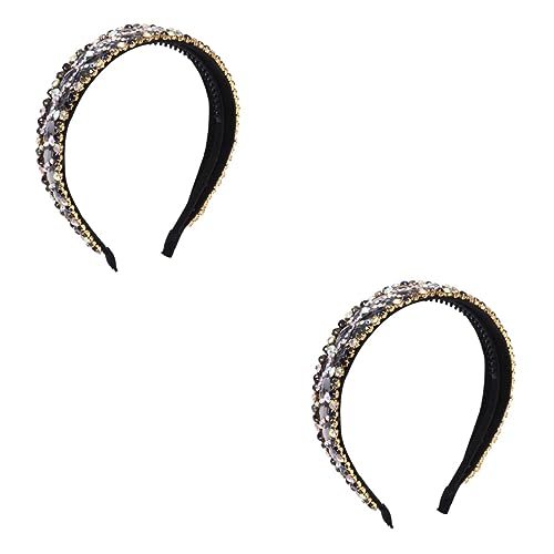 minkissy 2 Pz Barocca in Paillettes Fasce Di Cristallo Con Nodo a Turbante Cerchietti Con Perline Di Cristallo Fasce Da Donna Fasce Glitterate Mancare Sciarpa Strass