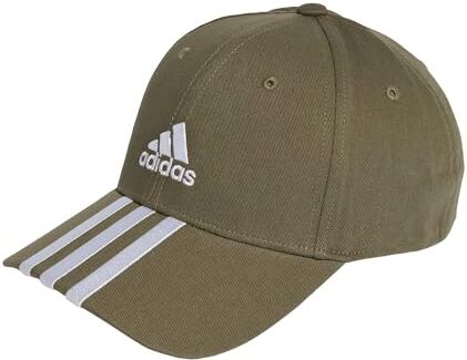 Adidas 3-Stripes Cotton Twill Baseball, Cap, Unisex-Adulto, Olive Strata/White, XL