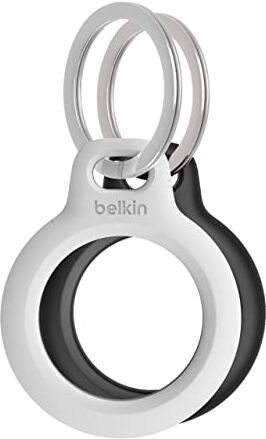 Belkin Custodia per AirTag con anello portachiavi (Secure Holder, guscio protettivo antigraffio per Air Tag) – Confezione da 2, Bianco e Nero