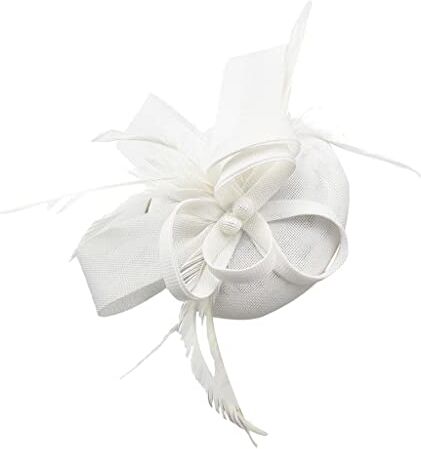 LOVIVER Donne Bow Piume Fascia Fascia Fascinator Cappello Matrimoni Da Donna, bianco