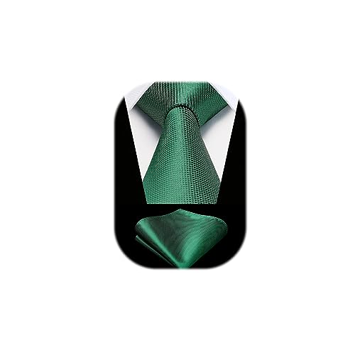 HISDERN Controllare Matrimonio Plaid Cravatta Fazzoletto Da Uomo Cravatta Pocket Square Set Per Affari Formali, c-verde, Taglia unica