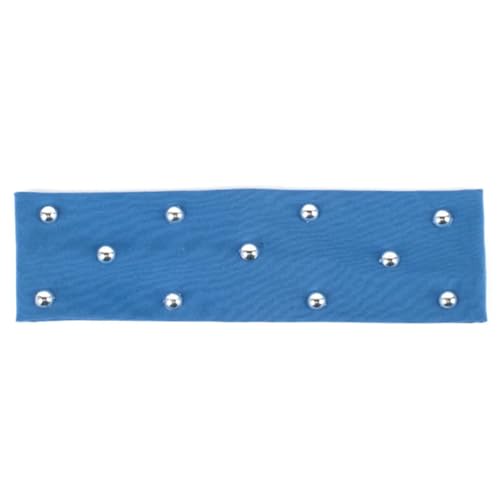 Niiyyjj Cerchietto piatto da donna in cotone con perle e strass, fascia per capelli elasticizzata per ragazze, turbante avvolgente argento blu N