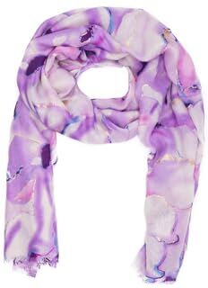 QUEEN HELENA Foulard Effetto Seta Fazzoletto Leggero Morbido con Fantasia Elegante Donna SC024 (SC024-2 Lilla)