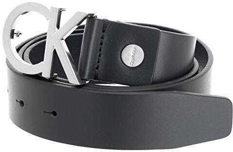 Calvin Klein Cintura Uomo CK Adj. Buckle Belt in Pelle, Nero (Black), 90 cm