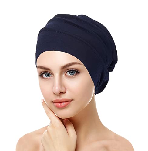 VUCDXOP Elegante Cotton cap Donna, Chemioterapia Cappello da Donna Pieghe Turbante Bandana di Chemio Dormire Berretto Beanie