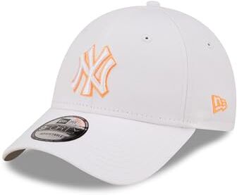 New Era York Yankees Berretto Cappello Cappellino da Baseball Regolabile Logo della Squadra NY - Neon Bianco Arancione