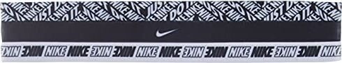 Nike Confezione da 3 fasce per capelli con logo grafico bianco e nero, Bianco e nero, 1 count (Pack of 3)