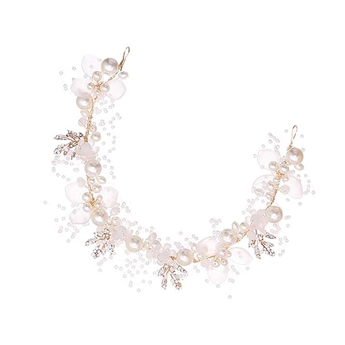 FRCOLOR Copricapo Nuziale Copricapo Da Sposa Fasce Da Sposa Copricapo D'oro Cerchietti Nuziali Intrecciata Ragazza Fiori Bambino Copricapo Di Fiori Bianca Scrunchies