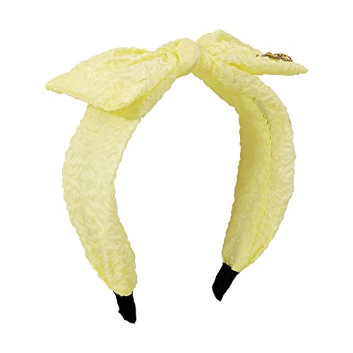 Antique Tessuto fiocco ape Hairband dolce colore solido capelli Hoop per le donne ragazze (giallo)
