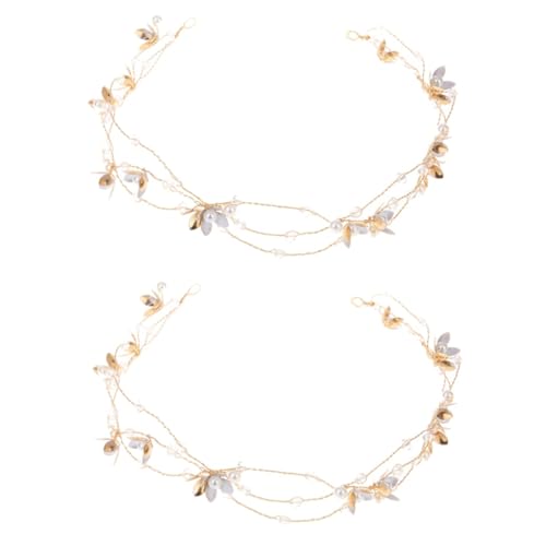 minkissy 2pcs oro nuziale clip per capelli copricapo per le donne perle perline fermagli per capelli per le donne perla fiore copricapo da sposa accessori per capelli perline