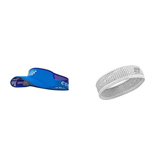 COMPRESSPORT Visor Ultralight, Visiera da Corsa Unisex-Adult, Azurro, Uniq Size &  Thin Headband On/off, Corsa Unisex-Adult, Bianco, Uniq Size