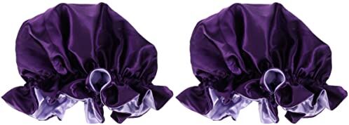 FRCOLOR Donne Larghe Macchiano Lunga Testa Riccia Doppio Bagno Viola Chemioterapia Casa Doccia Viola Setosi Perdita di Notte Foulard Grandi Cappelli di Raso Elastico