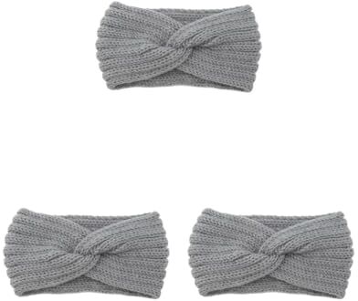 Geardeangloow Set di 3 fasce elastiche per capelli all'uncinetto, traspiranti, elastiche, per lo styling dei capelli, per yoga, sport, grigio medio