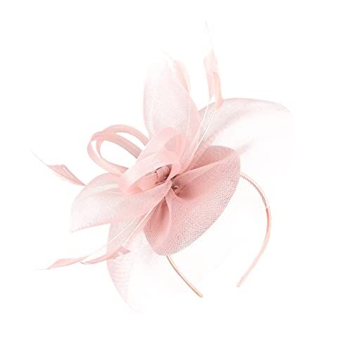 Yinguo All Fascia 2023 Fascinator Hat Flower Feather Mesh Tea Party Hairband per donne (C-Rosa, Taglia unica)