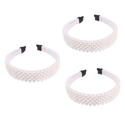 FOMIYES 3 Pz Fascia Larga Perla Copricapo Di Perle Perlati Fascia Turbante Di Perle Cerchio Per Di Perle Copricapo Largo Di Perle Bandana Custodia Protettiva Sposa