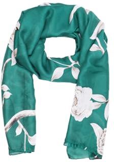 QUEEN HELENA Foulard Effetto Seta Fazzoletto Leggero Morbido con Fantasia Elegante Donna SC024 (SC027 Verde)