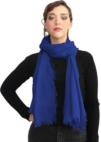 Unique Sciarpa Donna in Fibra di Bamboo Primavera Estate MADE IN ITALY Foulard Sciarpa Donna Leggera e Traspirante (Blu Royal)