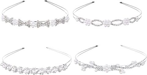 PSVOD 4pcs cerchio bambini bambini strass regalo matrimonio for cerchi d'argento nuziale e compleanno fascia for capelli strass for bambini accessori di moda bling diadema fasce ragazza copricapo inverno be