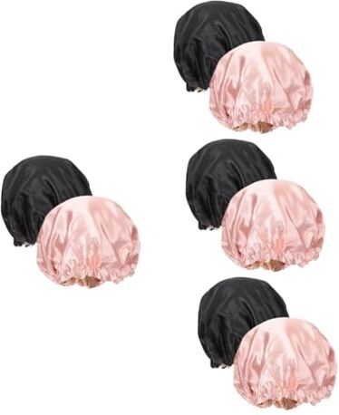 Beaupretty 8 Pz Berretto da notte in raso berretti per dormire cuffie per ricci foulard nero tappo bidet comodo turbante cappelli da donna ragazza cappello indossare un velo Mancare