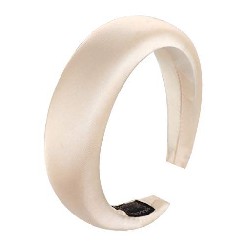 Generico Head Women Girls Hairband Sweet Hair Headband Capelli Fashion Sponge Hoop Satin Headband Cintura Fiori (Beige, One Size)