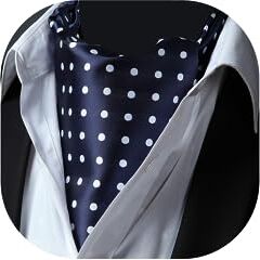 HISDERN Ascot Uomo Blu Navy Foulard Elegante Cravatta Ascots a Pois da Matrimonio