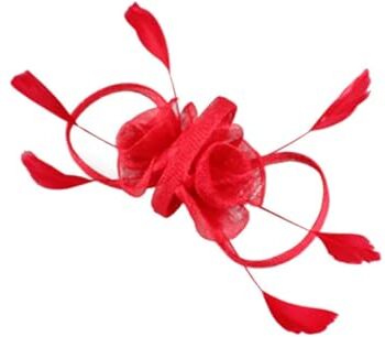 Vsadsau Fermagli per capelli da donna, con fiore, per matrimonio, cappello, cocktail, accessori per capelli, colore rosso