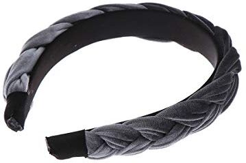 RVUEM Flock Padded Headband Vintage Alice Style Braided Hairband Wide Hair Hoop Twisted Knotted Headband for Women(Grey)