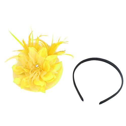 Mashaouyo Fascia per matrimonio, cappello da donna, fascinators, palla da cocktail, fascia da uomo (giallo, taglia unica)