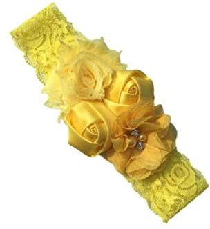 DUnLap Fascia Per Capelli Headband Rose Elastic Hair Band Chiffon Flower Rhinestone Lace Fandbands Girls Accessori for capelli Capelli Capezzali Fascia Per Il Lavaggio Del Viso (Color : 14 yellow, Size : S