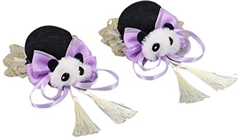 Avejjbaey Fermaglio per capelli in peluche Panda fatto a mano Accessorio per capelli carino Decors Lolitas Cosplay Hairpin Fermagli per capelli per donne ragazze fiocchi fiocco panda clip per capelli adulto