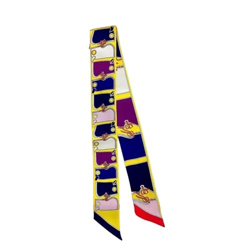 Aiyoco RHAIYAN Nastro di seta in vero twill for le donne Cravatte for borse a mano con fascia for capelli con stampa a catena floreale skinny Specific (Color : Yellow, Size : 5x85)