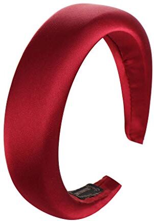 Generico Donna Satin Hair Hair Band testa Sponge Sweet Girls Fashion Hoop fascia fascia fascia Cerchietto Sposa Rosso (Wine, One Size)