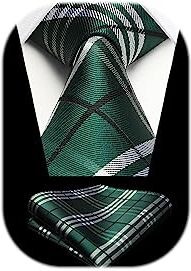 HISDERN Uomo Cravatta da Sposo Fazzoletto Cravatta da uomo & Pocket Square Set