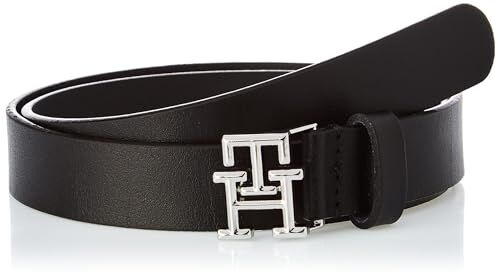 Tommy Hilfiger Cintura Donna TH Logo 2.5 Cintura in Pelle, Nero (Black), 95