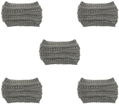 Geardeangloow 5 set di caldi cerchietti portatili in lana morbidi cappelli invernali intrecciati traspiranti elastici copricapo accessori per capelli ragazze grigio chiaro