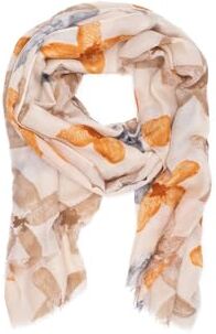 QUEEN HELENA Sciarpa Morbida Foulard Leggero Stola Fina a Fantasia Casual Elegante Donna SC025 (Beige)